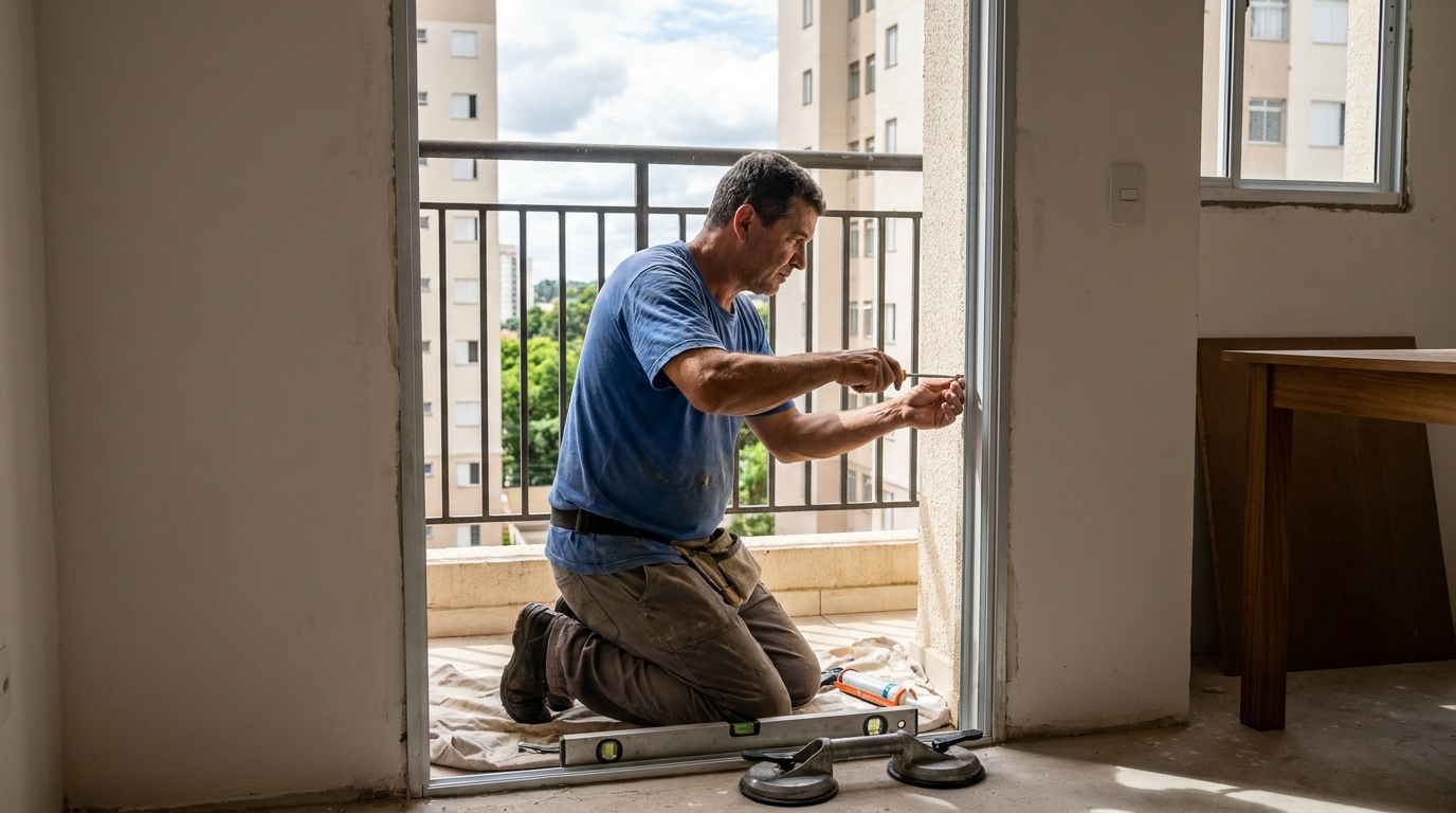 Janela de vidro em apartamento alto em Anápolis-GO